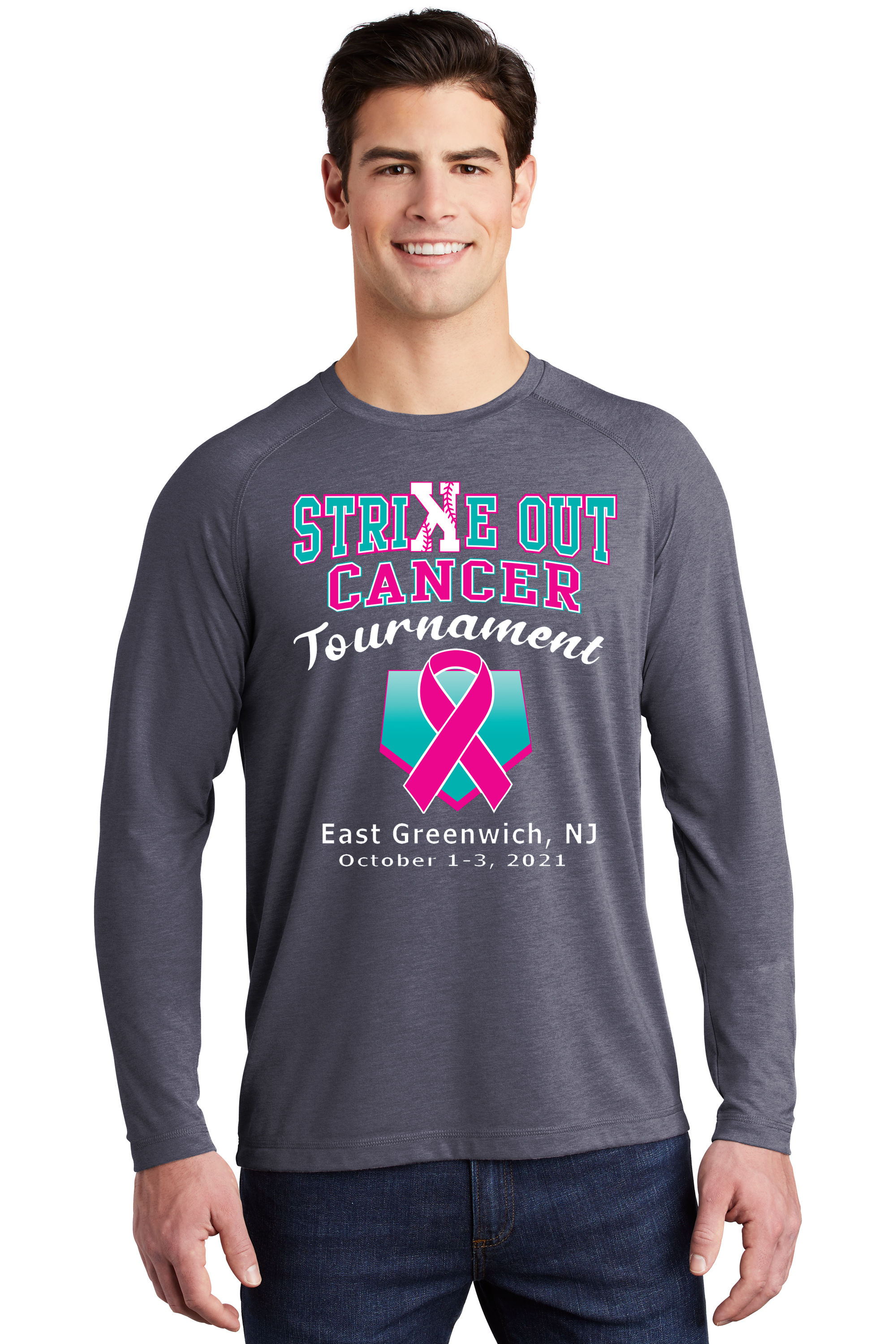 Strike Out Cancer Long Sleeve Tri-Blend T-Shirt