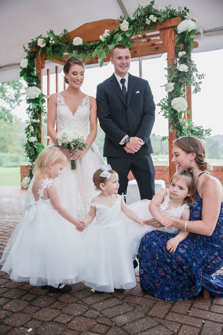 Lauren Kent Photography - Flower Girls with Bride and Groom - Willow Oaks Country Club - Richmond, Virginia