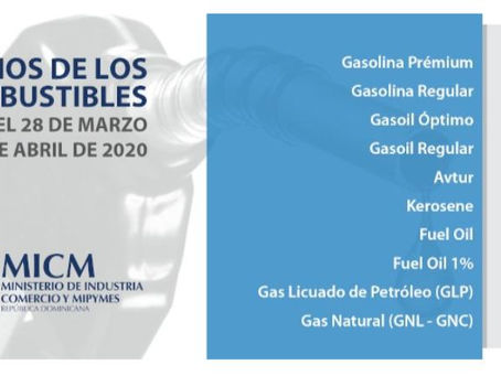 Precios de los combustibles en la República Dominicana hasta el 3 de abril 2020
