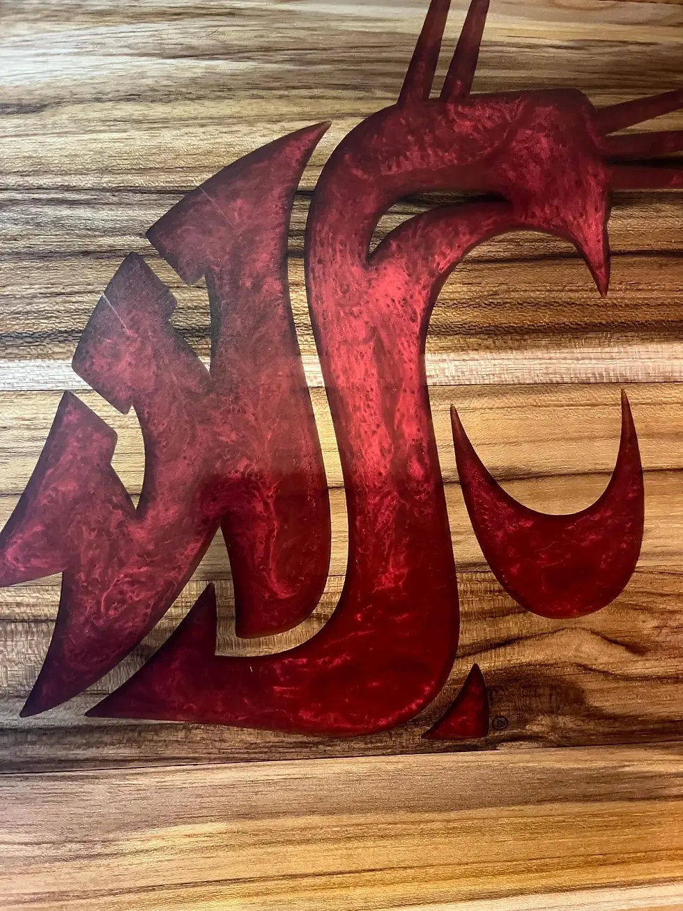 Thumbnail: Washington State Cougars teak charcuterie board/ serving tray.  Go Cougs!