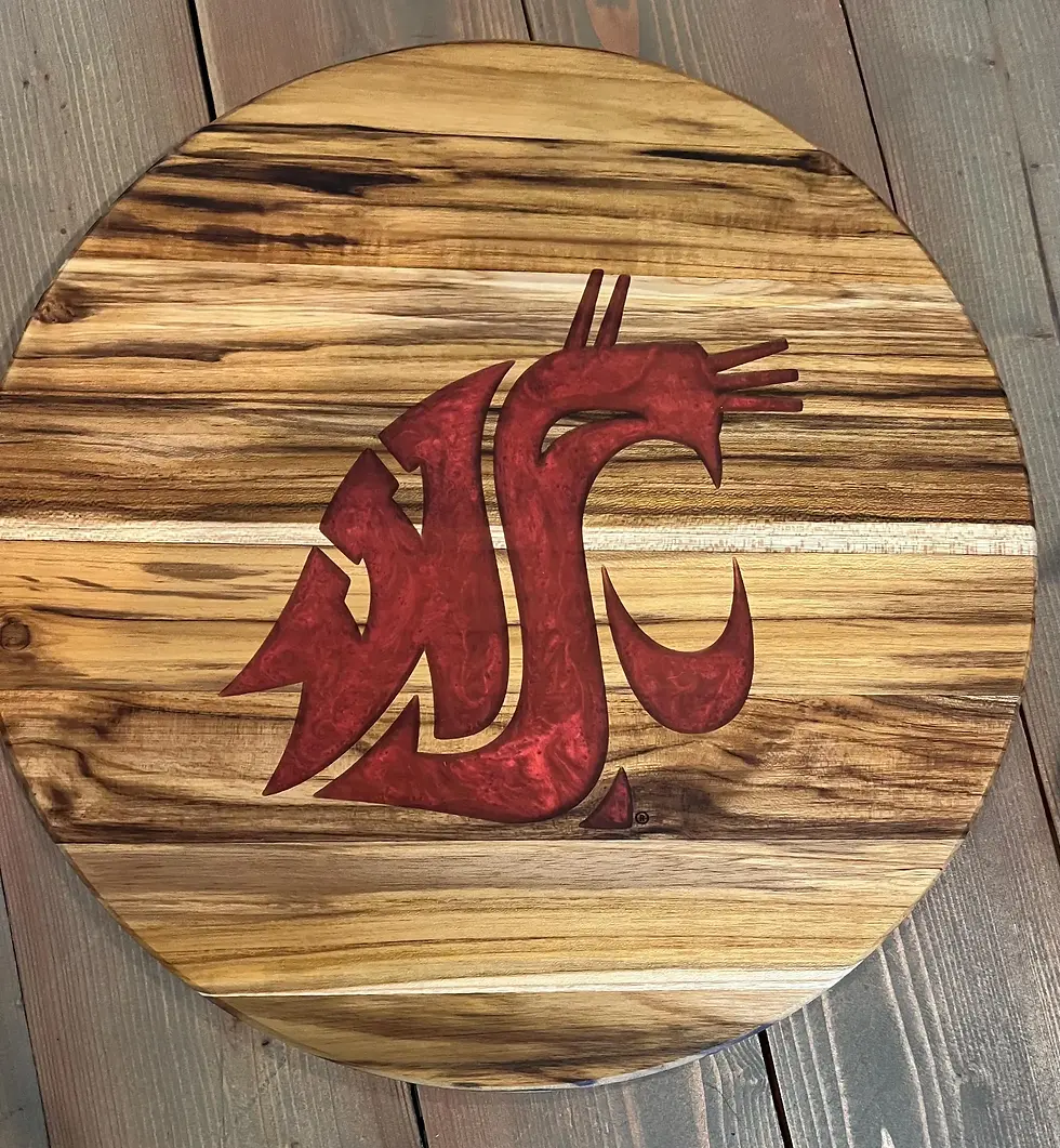 Thumbnail: Washington State Cougars teak charcuterie board/ serving tray.  Go Cougs!