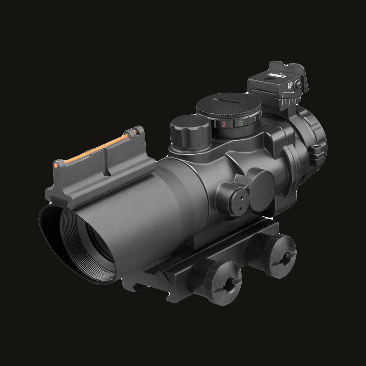 4X32 TRI ILLUMINATED SCOPE W/FIBER OPTIC SIGHT MIL-DOT RETICLE