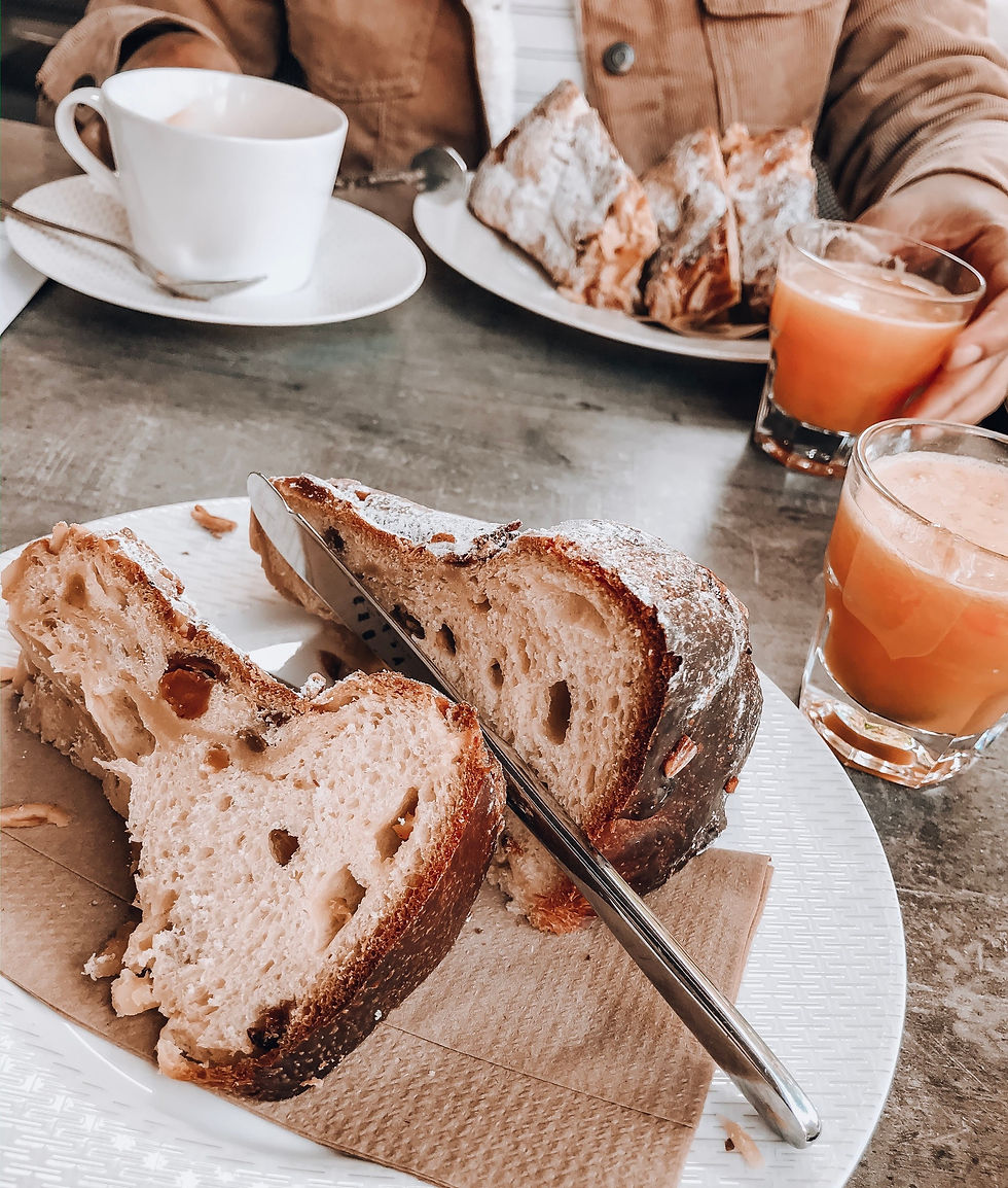 Kugelhopf, orange juice and coffee for breakfast in Colmar, the Alsace region of France