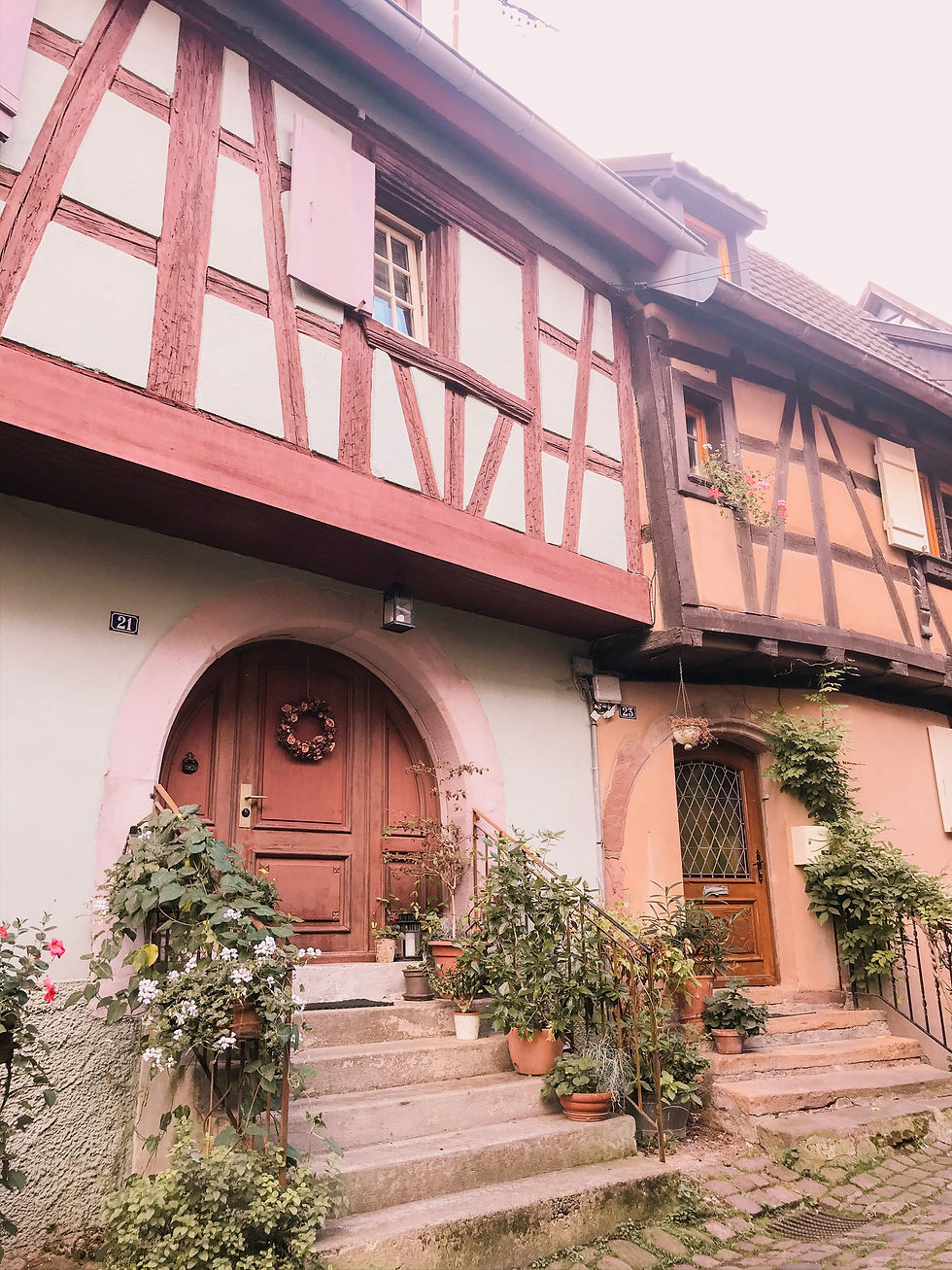 Fairytale buildings in Eguisheim, the Alsace region of France