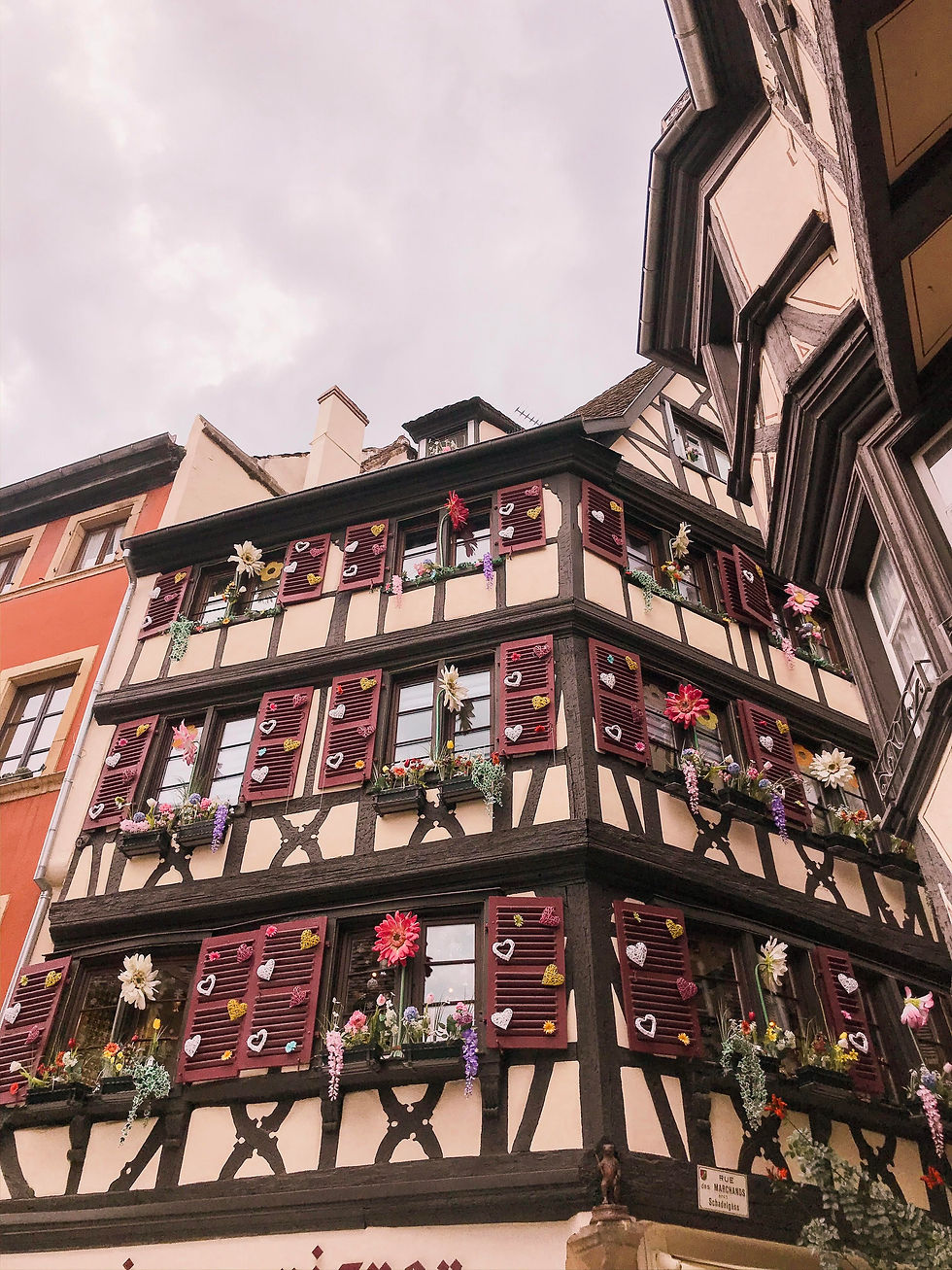Rustic house with ornaments in Colmar, the Alsace region of France