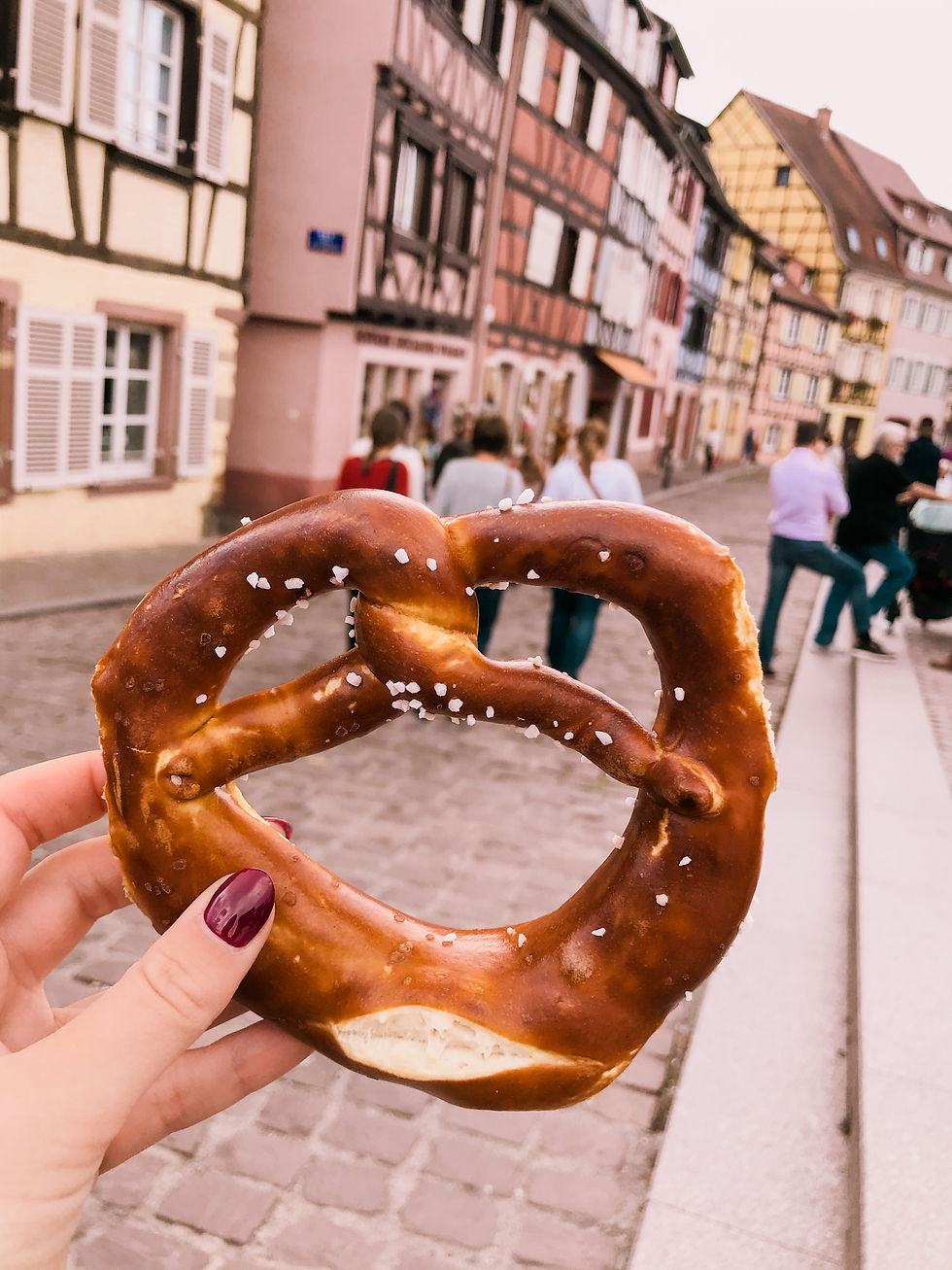 A giant pretzel on the streets of Colmar, the Alsace region of France