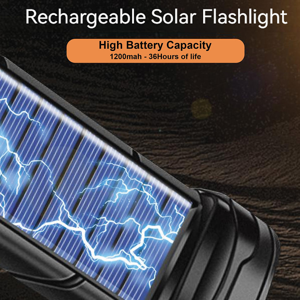 Thumbnail: NATO® Solar Powered Flashlight with high-lumen LED,  phone charging capability.  Solar and USB charging