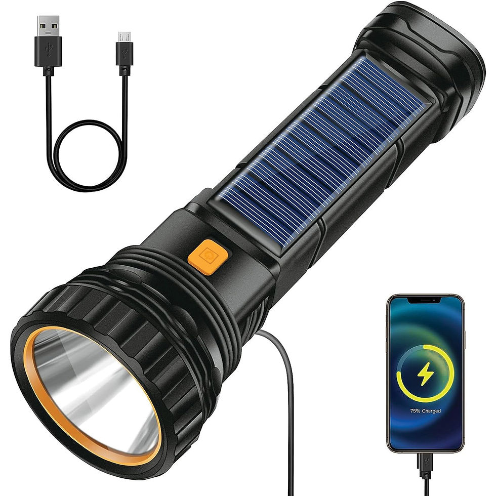 Thumbnail: NATO® Solar Powered Flashlight with high-lumen LED,  phone charging capability.  Solar and USB charging