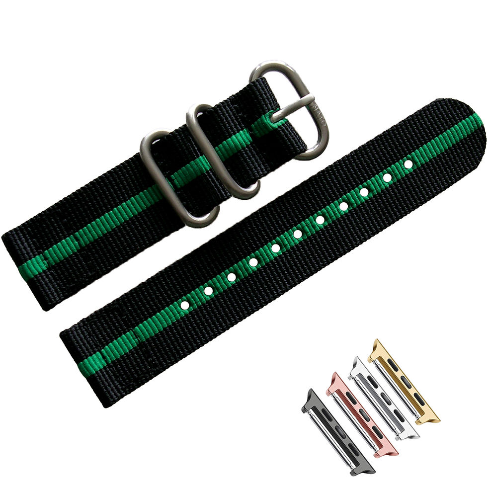 Thumbnail: NATO® Apple Strap Two Piece D Ring Nylon - Black with Green Stripe