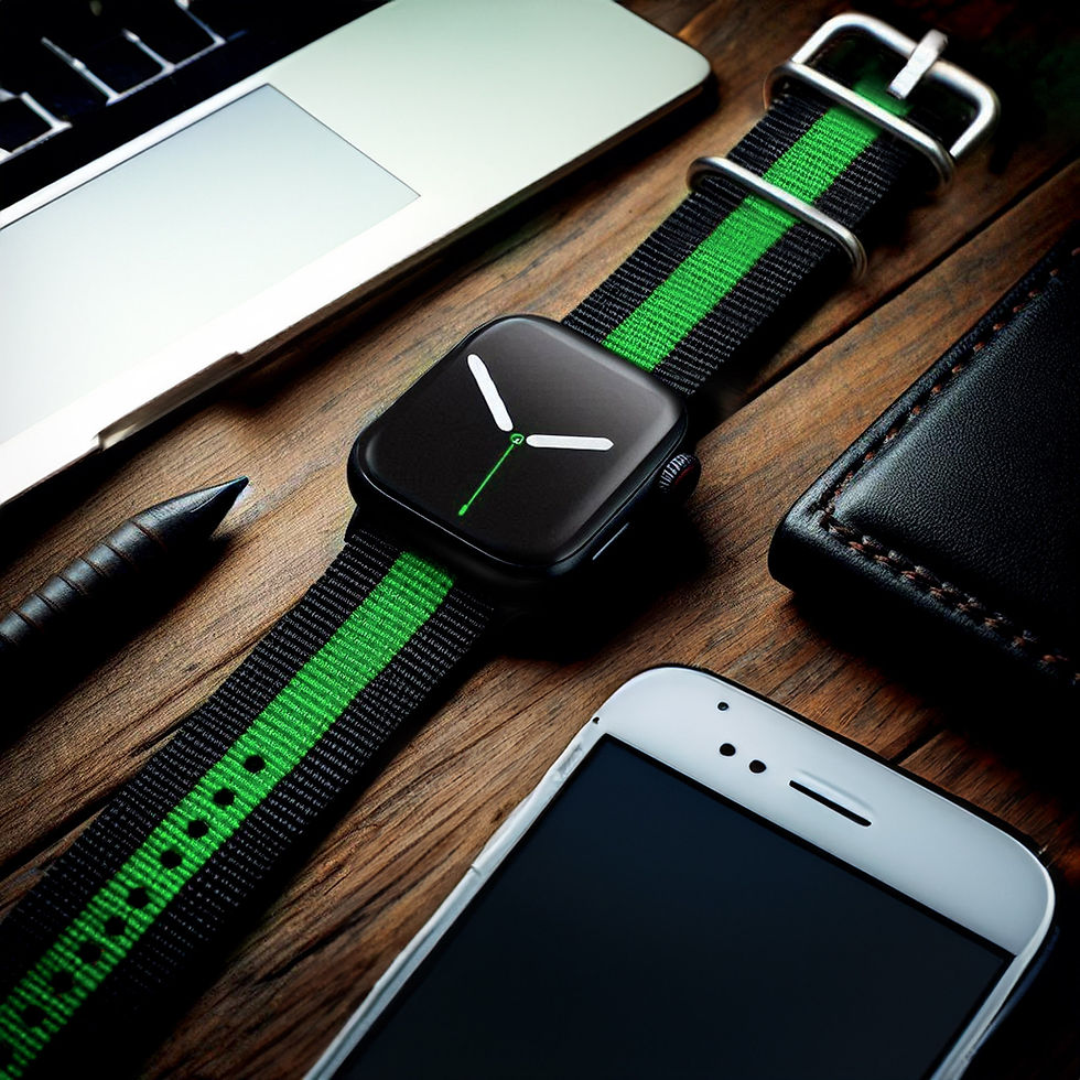 NATO® Apple Strap Two Piece D Ring Nylon - Black with Green Stripe