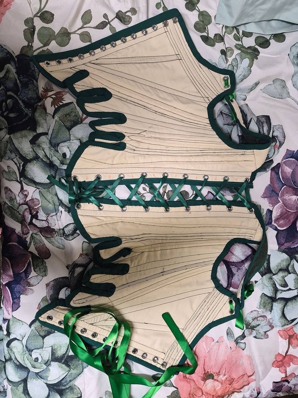 Emerald Green Corset Back Lacing Flat View Inside