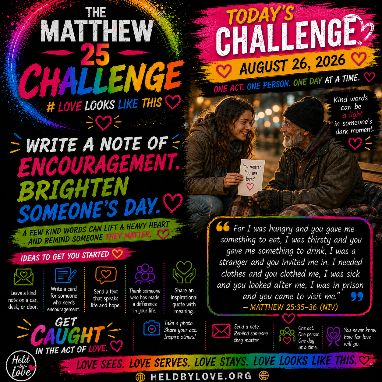 Matthew 25 Challenge — Write a Note of Encouragement — August 26, 2026