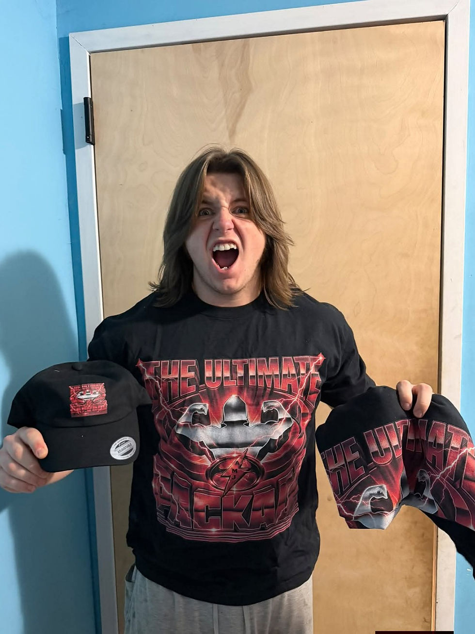 Gage Howard The Ultimate Package AMJ showing AMJ merchandise