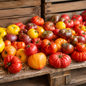Assortiment de salades d’été colorées préparées avec des fruits et légumes bio de saison : tomates, concombres, melon, herbes fraîches et légumes croquants.