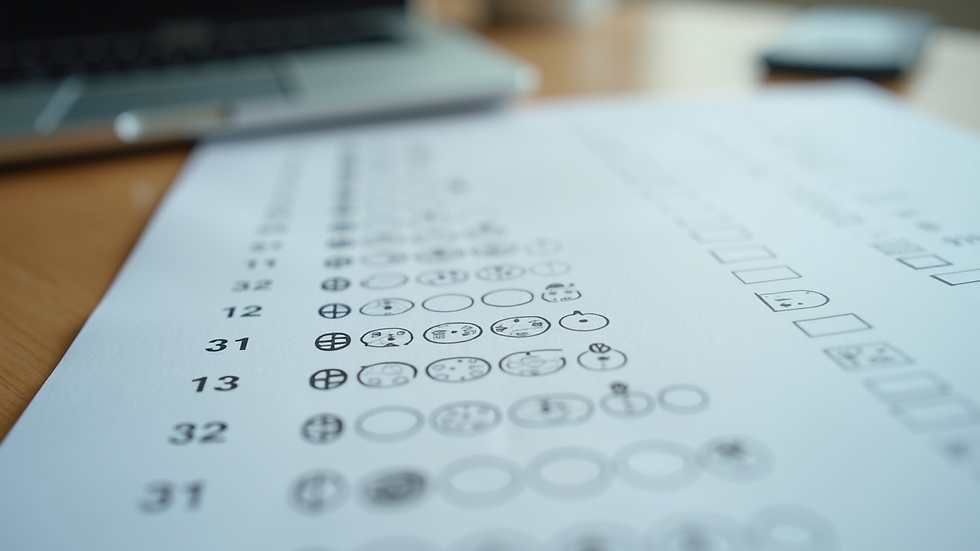 Close-up view of a printed MMPI-2 test sheet with multiple-choice questions