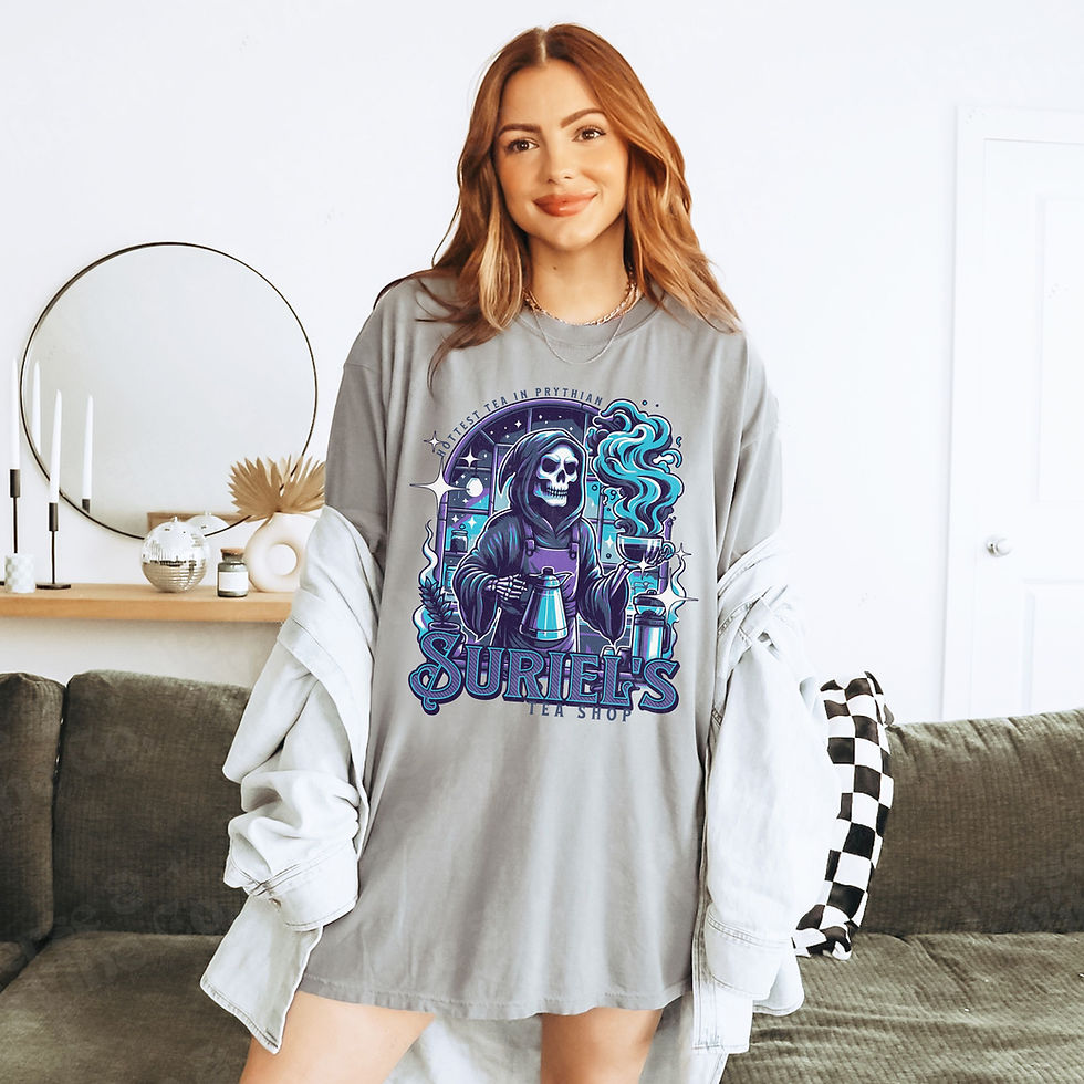 Thumbnail: Suriel’s Tea Shop Graphic Tee – Fantasy Bookish T-Shirt