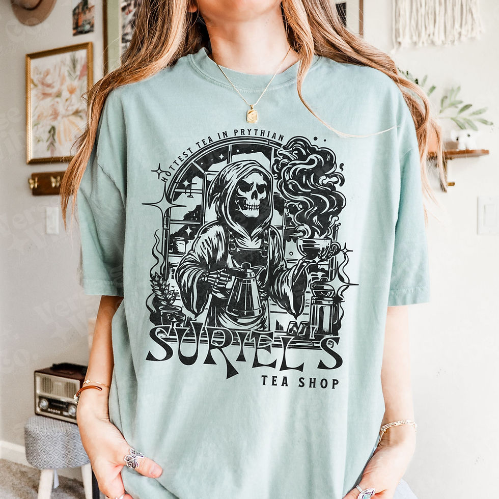 Thumbnail: Suriel’s Tea Shop Graphic Tee – Fantasy Bookish T-Shirt