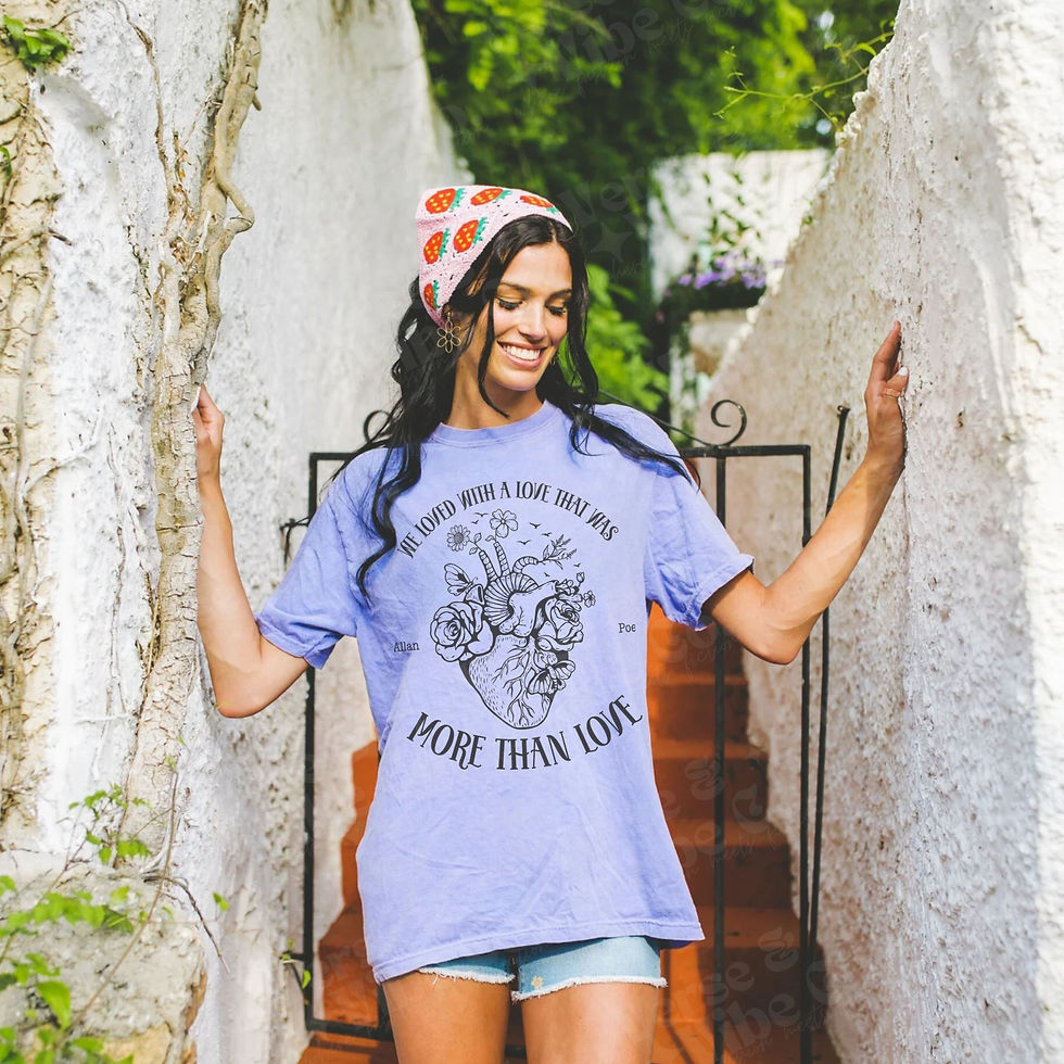 Thumbnail: "More Than Love" Edgar Allan Poe Quote T-Shirt – Gothic Romance Tee
