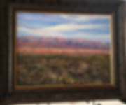 desert landscape painting with cactus by Lindy Cook Severns framed art