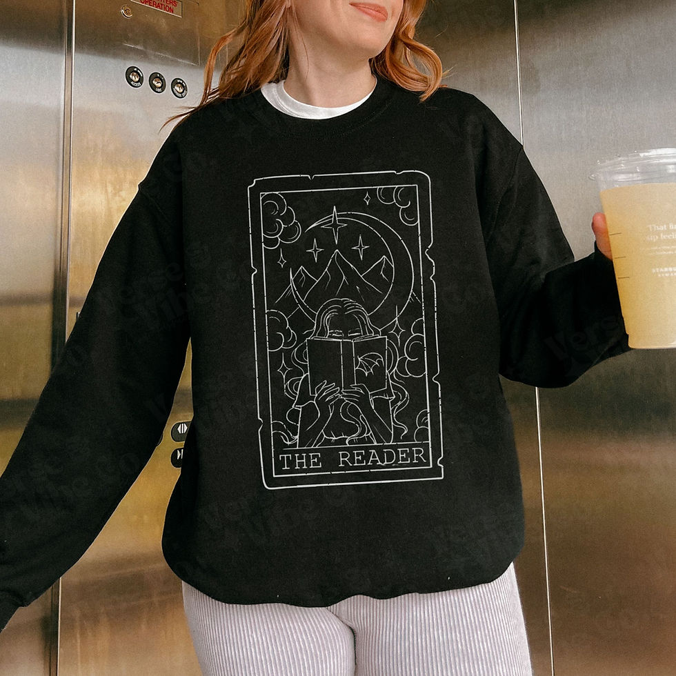 Thumbnail: The Reader Tarot Sweatshirt – Mystical Book Lover Design