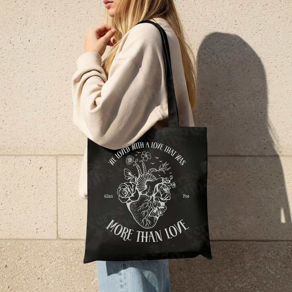 Thumbnail: "More Than Love" Literary Quote Tote Bag – Edgar Allan Poe Inspired