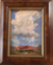 Thunderhead and red Texas canyon framed mini painting by Lindy Cook Severns art