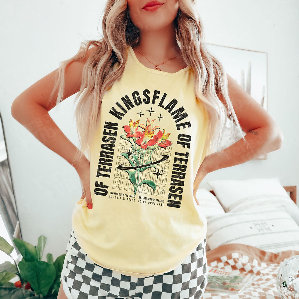 Thumbnail: Kingsflame of Terrasen Tank Top – Throne of Glass Bookish Floral Apparel