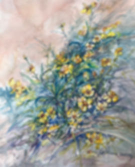 yellow daisy wildflowers watercolor painting by Lindy Cook Severns