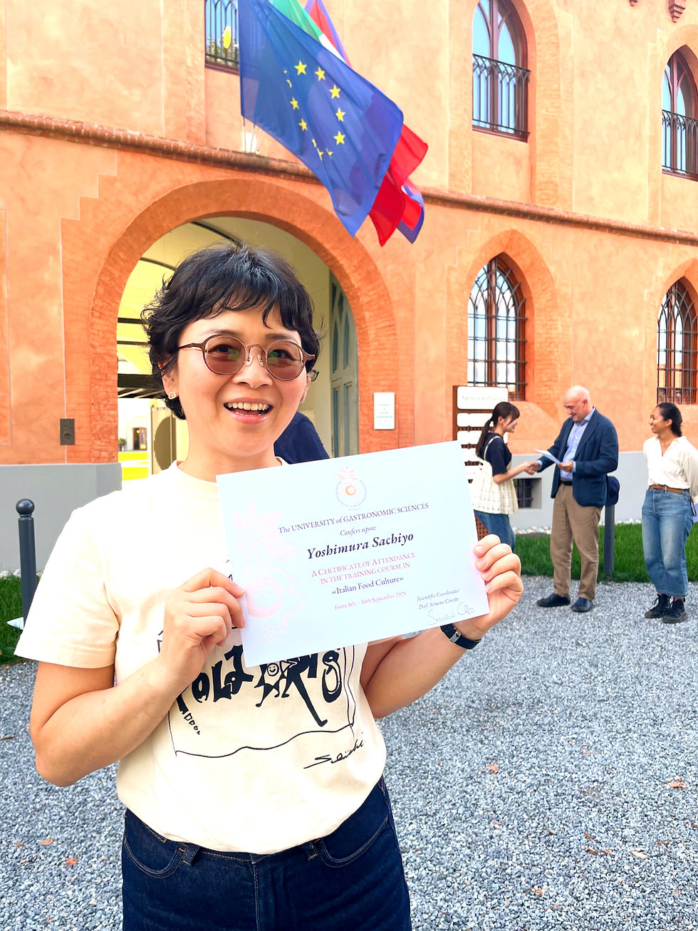 スローフード協会主催のイタリアでの一枚 (BRA食科学大学のプログラム修了証)