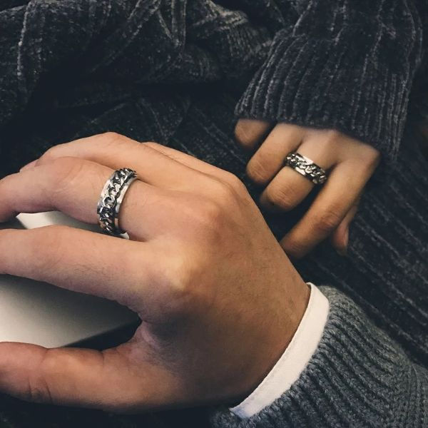 Thumbnail: COPPIA ANELLI CATENA