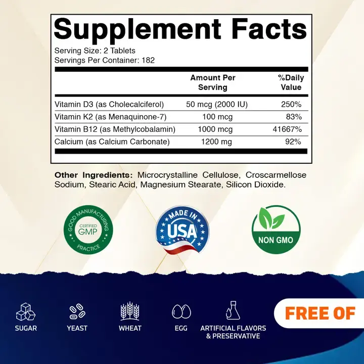 Thumbnail: Vitamatic Calcium 1200mg, D3, K2 & B12 |