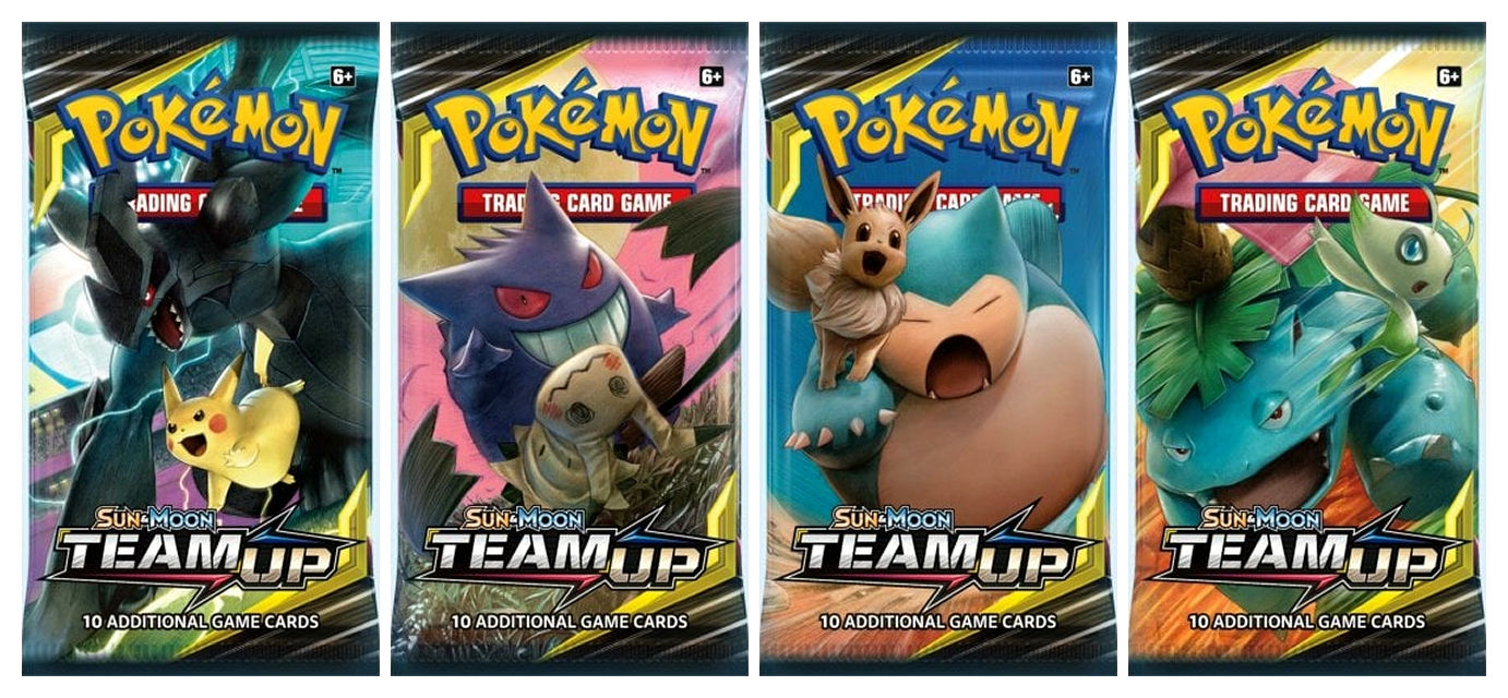 POKEMON SUN & MOON TEAM UP BOOSTER PACKS x 4