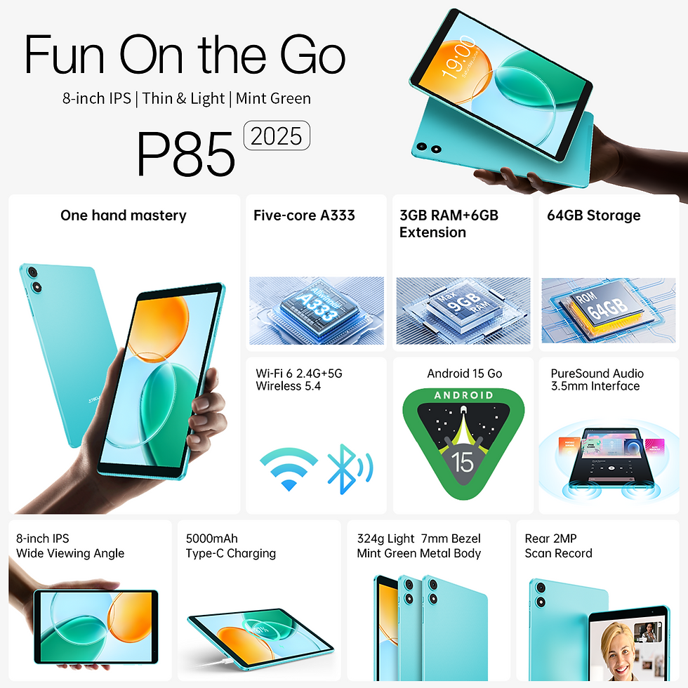 Thumbnail: Teclast P85 Tablet 2025 Android 15 8-inch IPS A333 5-core 9GB(3GB+6GB Expansion)