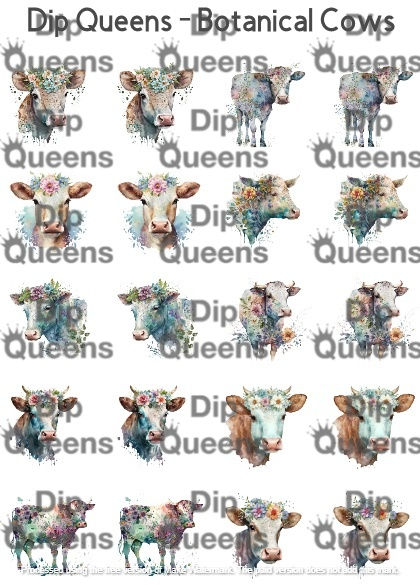 Botanical Cows Mini Waterslide Decals