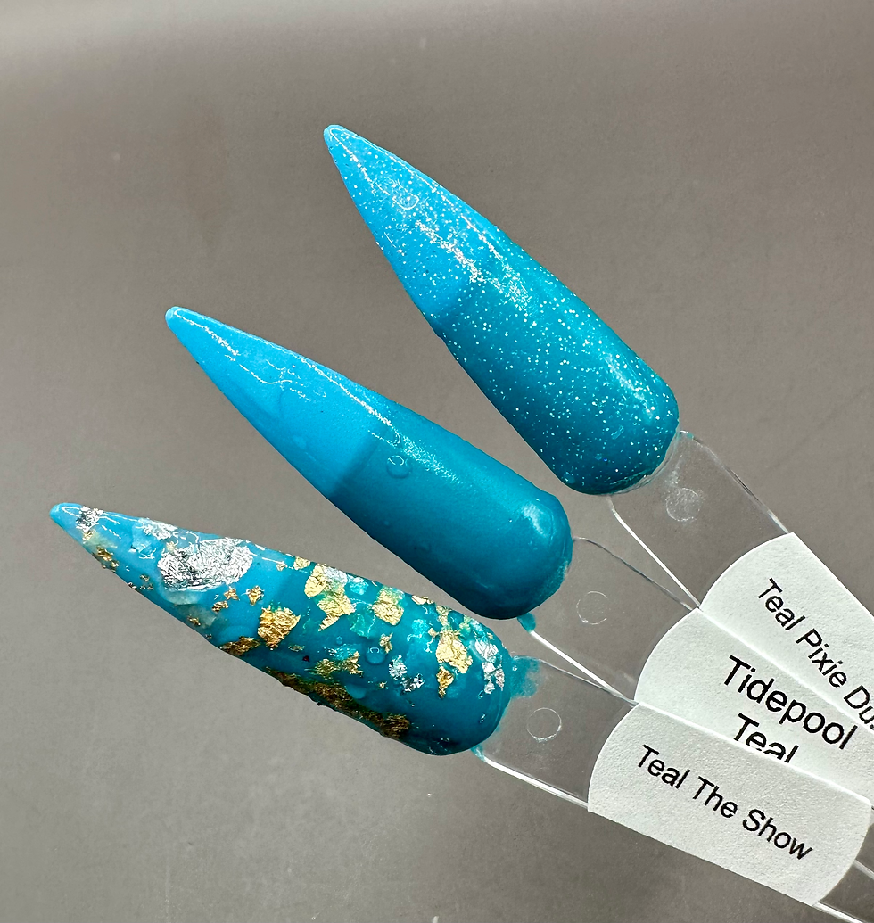 Thumbnail: Teal The Show Tidepool Teal & Teal Pixie Dust Thermal Foil Nail Dip Powders  
