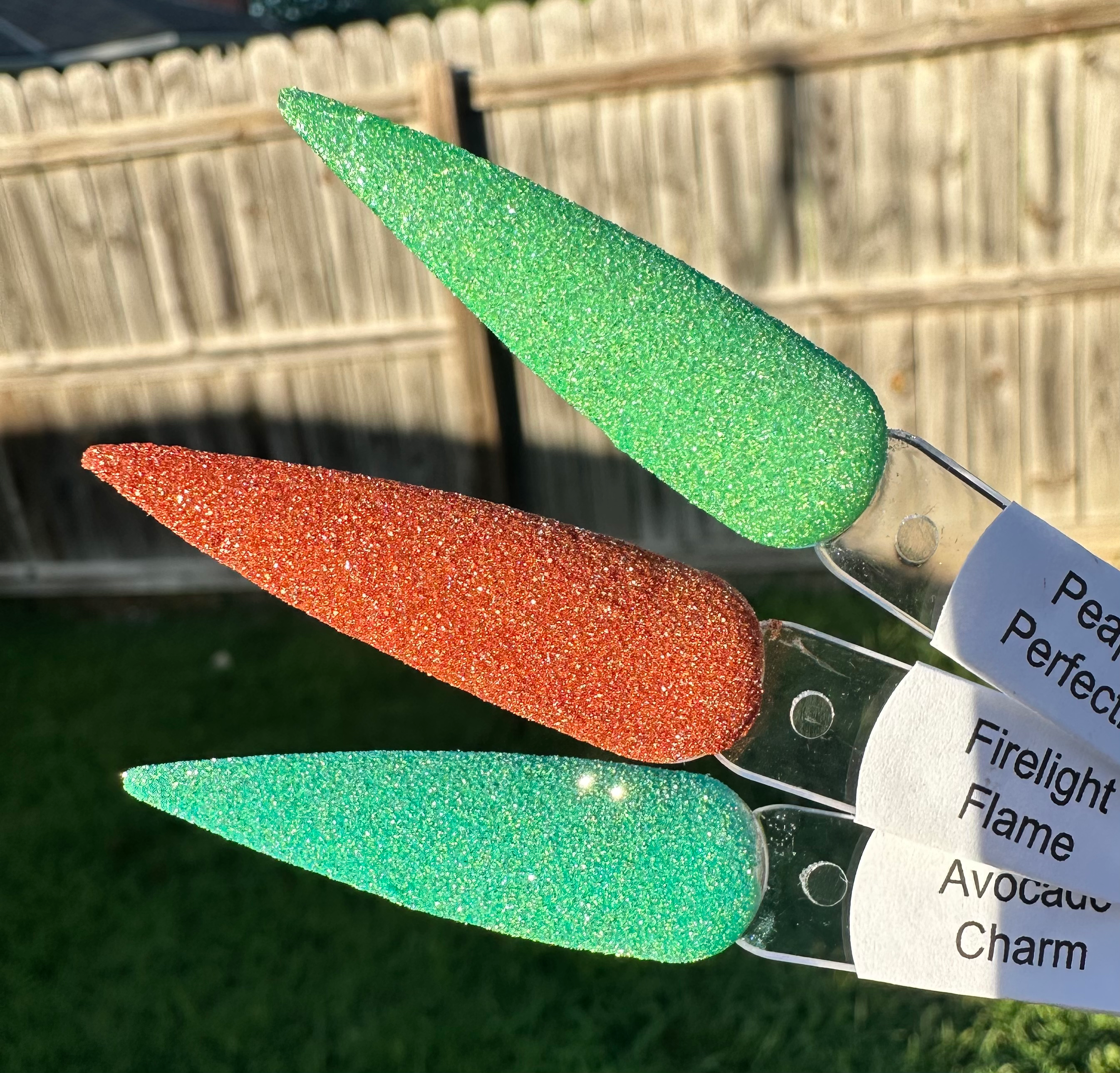 Firelight Flame, Avocado Charm, & Peapod Perfection Nail Dip Powder