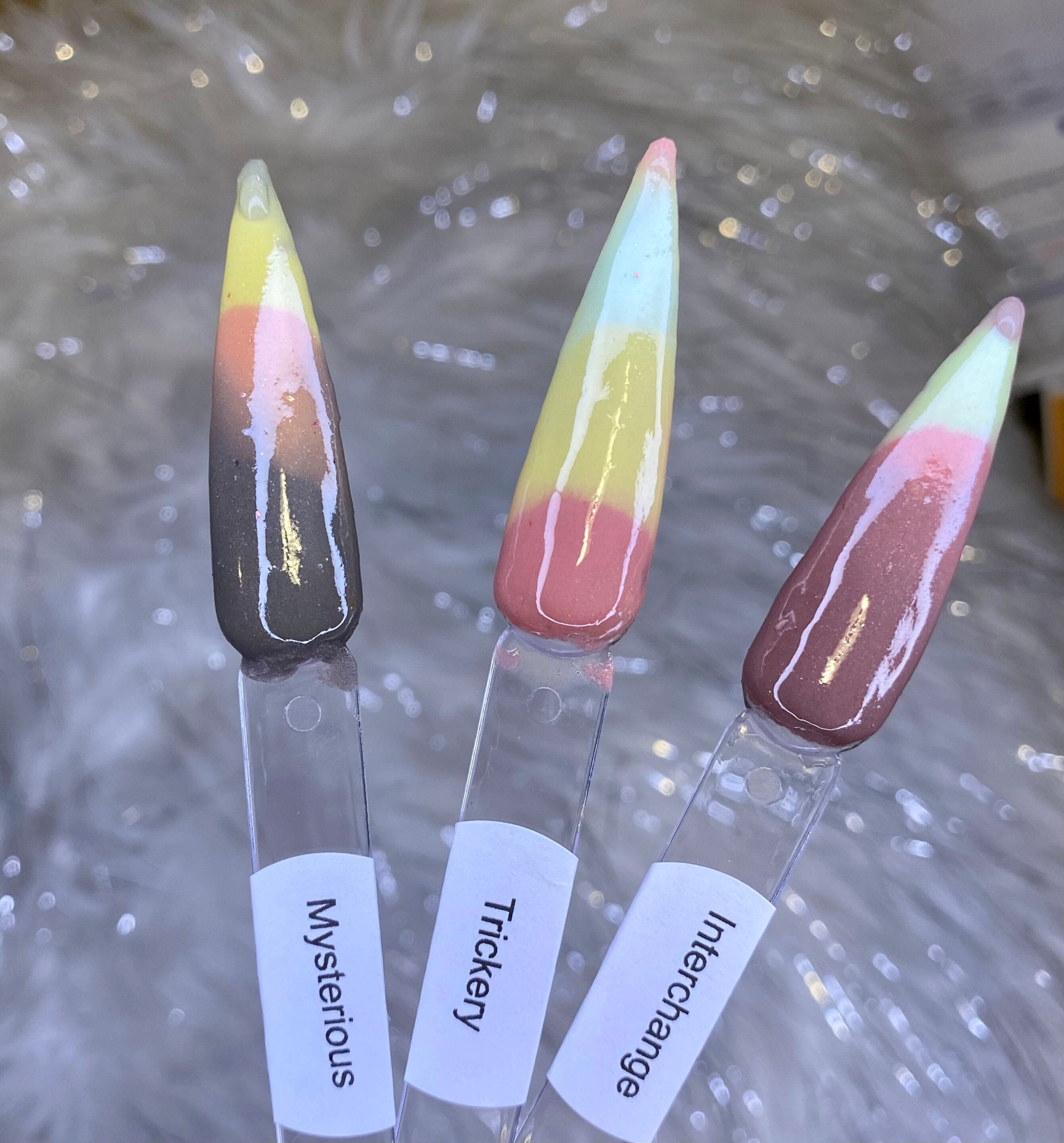 Trickery, Mysterious and Interchange Triple Thermal Nail Dip Powders