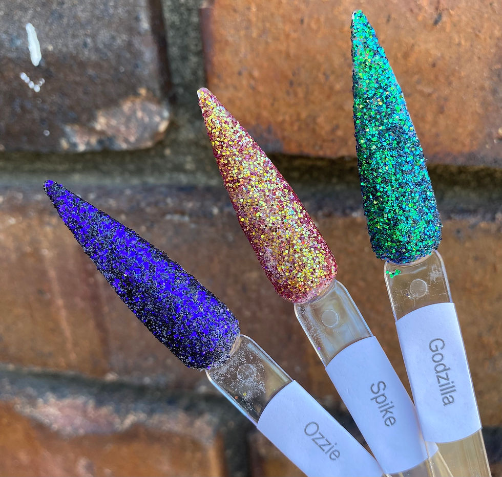 Thumbnail: Godzilla, Spike and Ozzie Chameleon Flake Nail Dip Powder