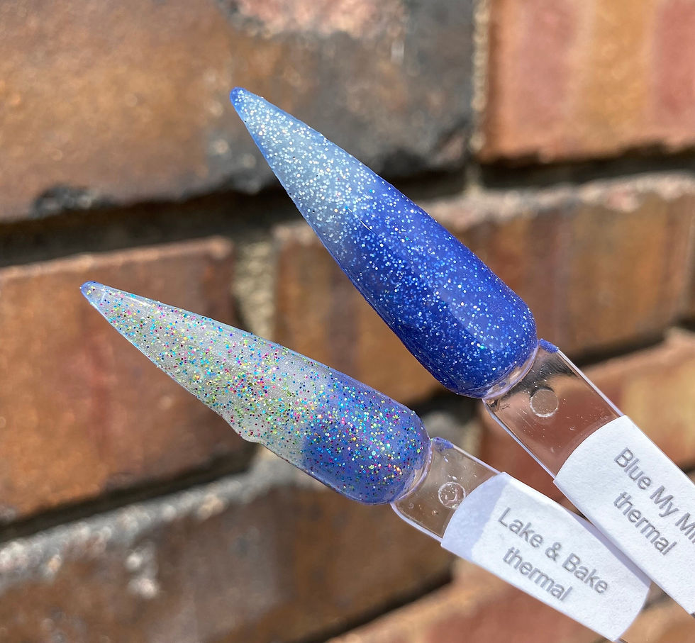 Thumbnail: Lake & Bake and Blue My Mind Thermal Nail Dip Powders