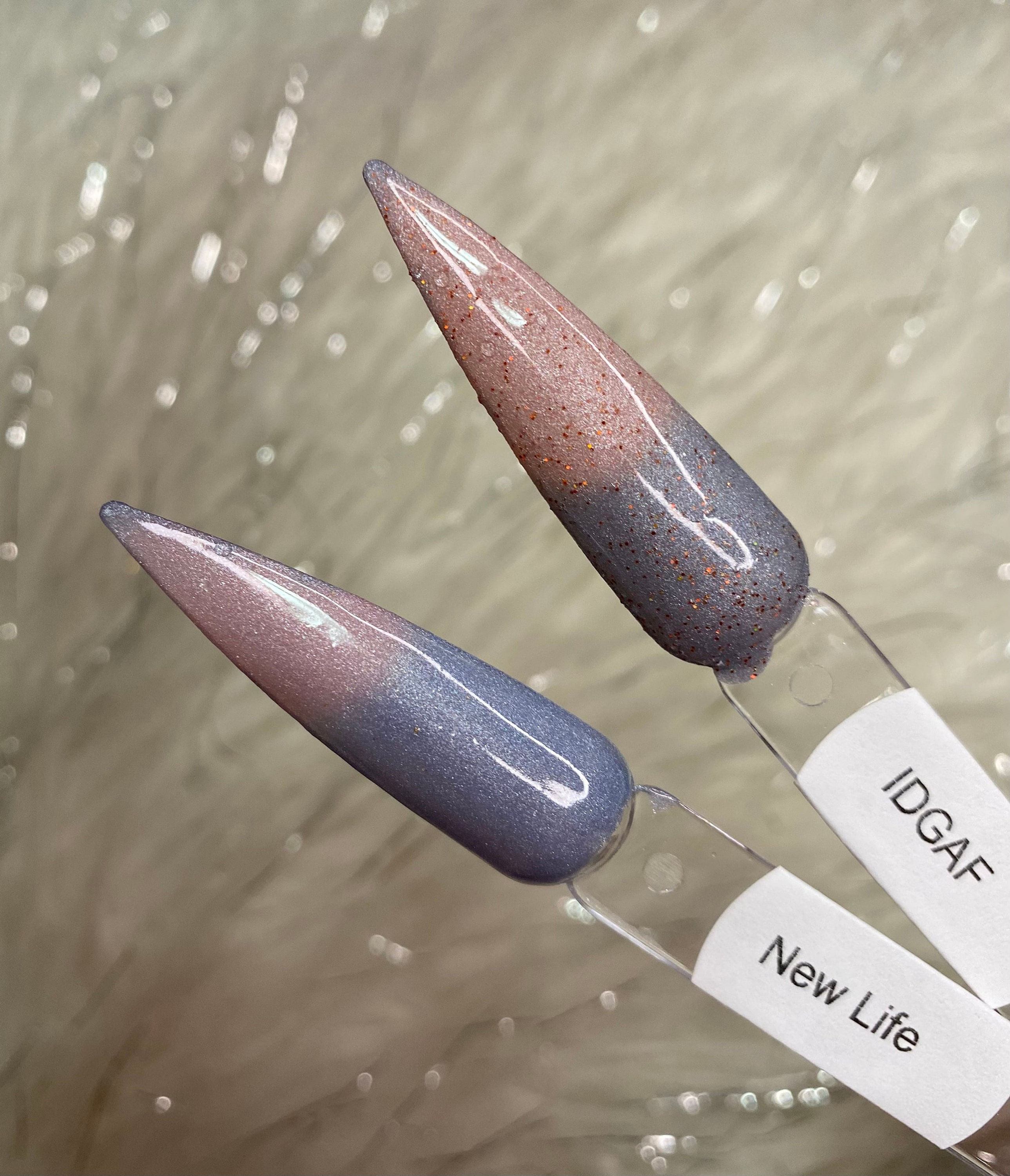 New Life and IDGAF Thermal Nail Dip Powders