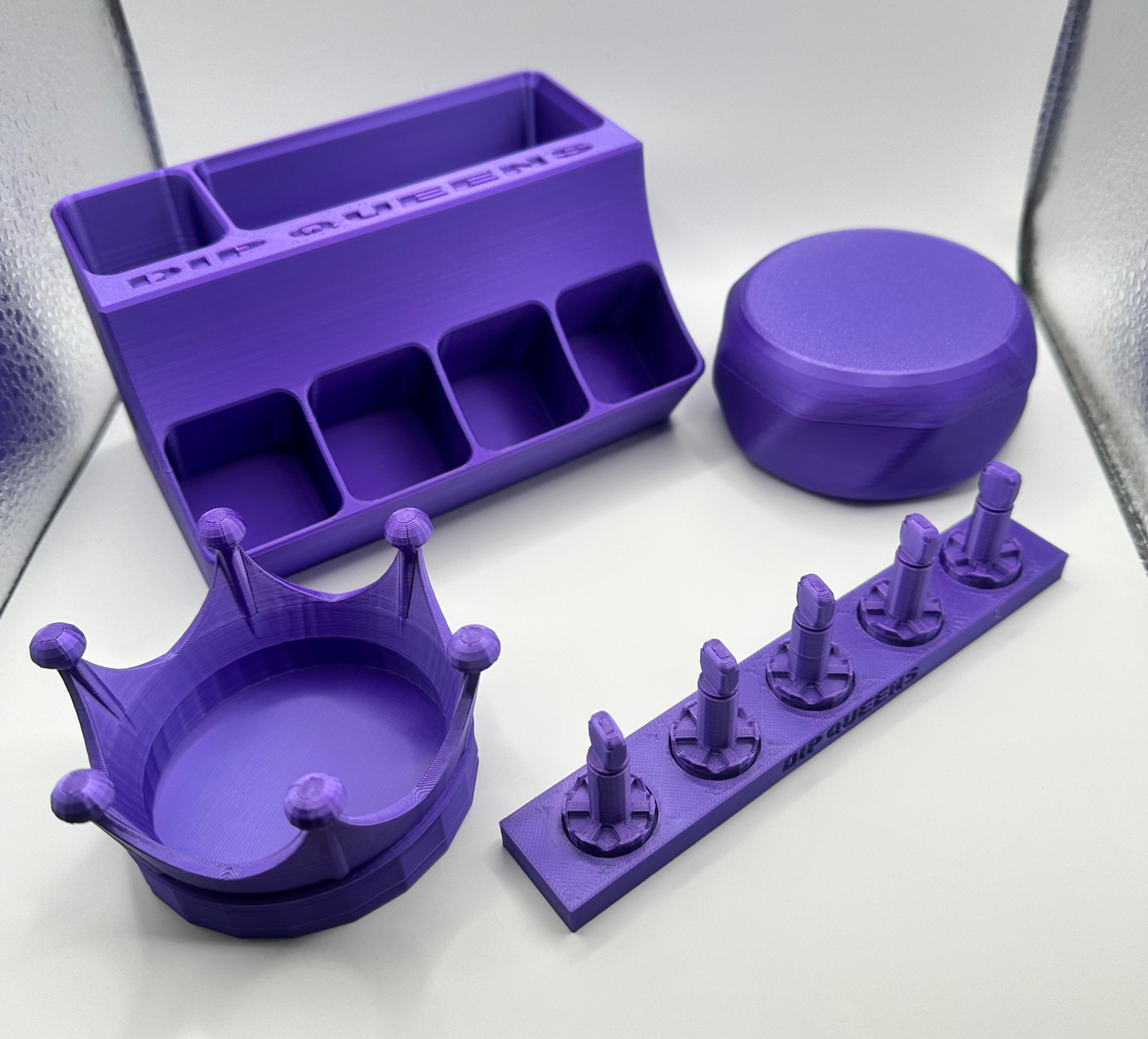 Purple 3D Printed Organizer, Decal Dish, Nail Stand,  Hand Rest