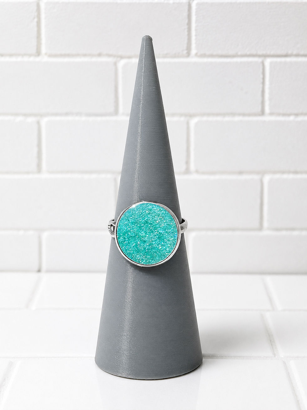 Thumbnail: Handmade Tiffany Pearl Blue Resin Rings