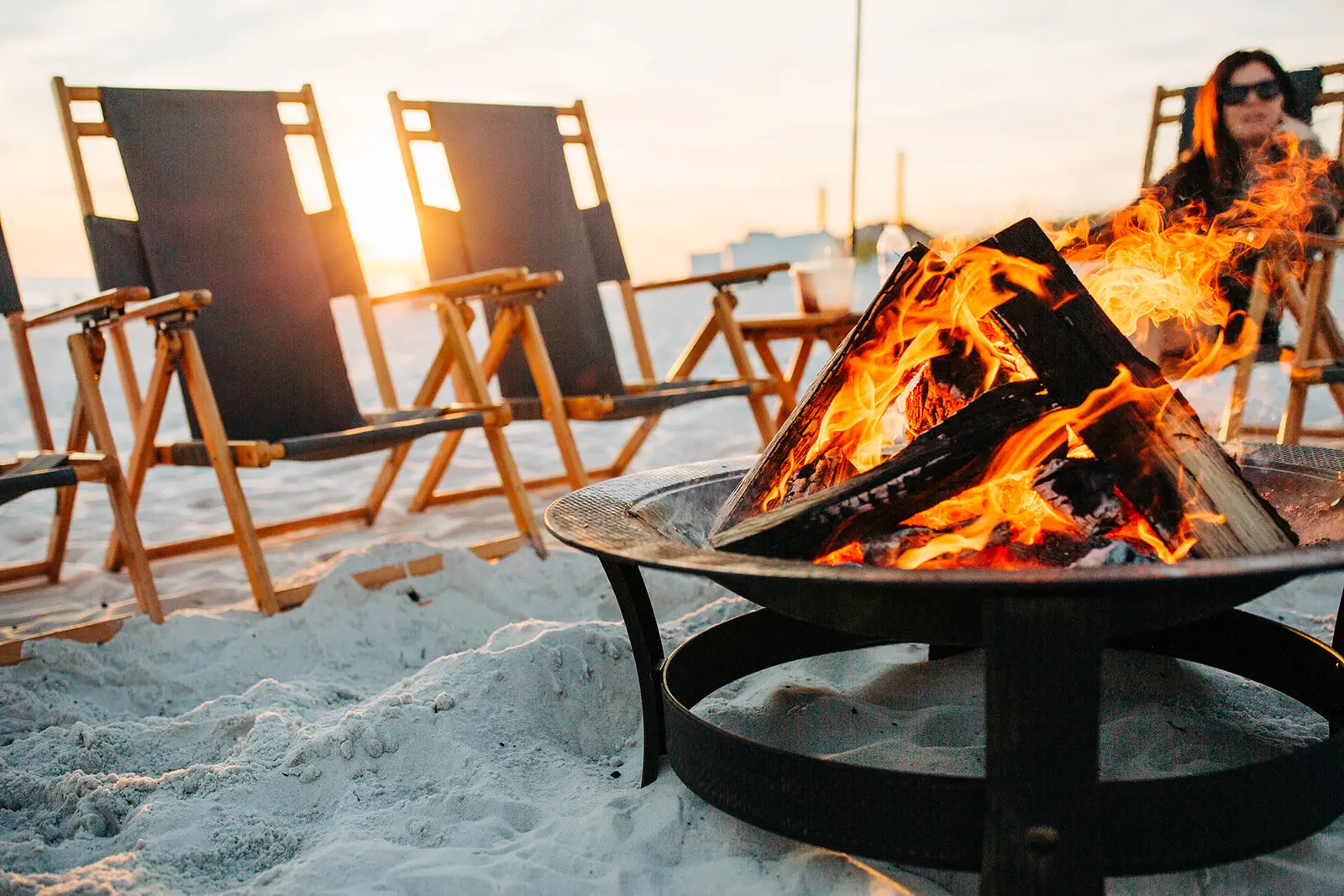 beach bonfire roaring at seacrest beach