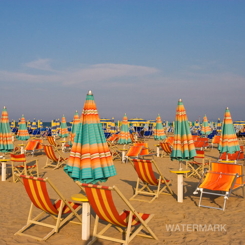 Rimini Beach, lidos, beach, evening light, Italy, Riviera