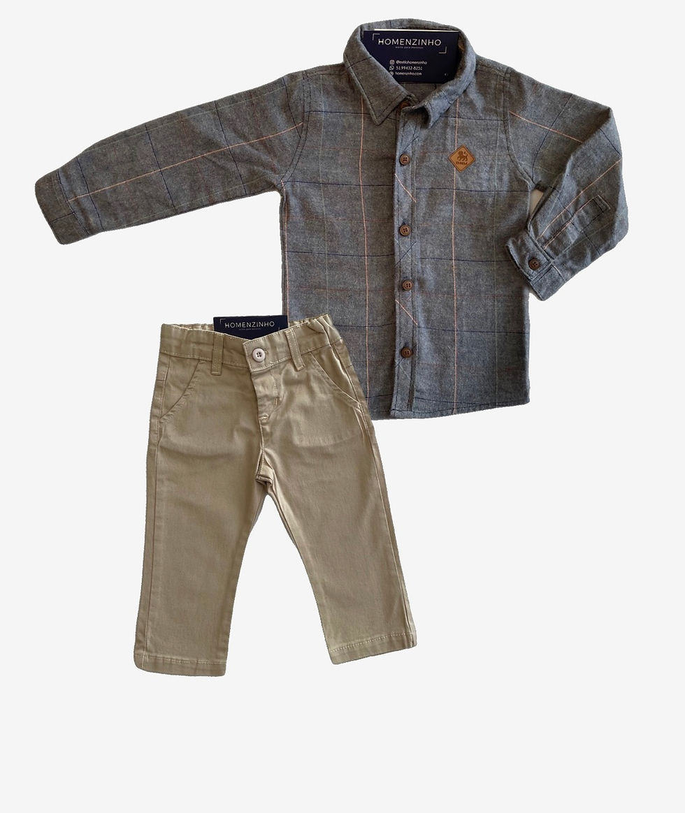 Miniatura: Camisa Flanela Fina Xadrez Jeans