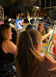 Group birthday celebration with BYOB painting class London