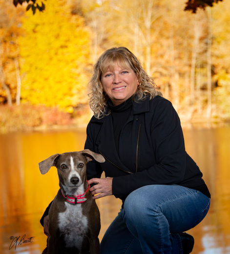Dog & mom at sunset