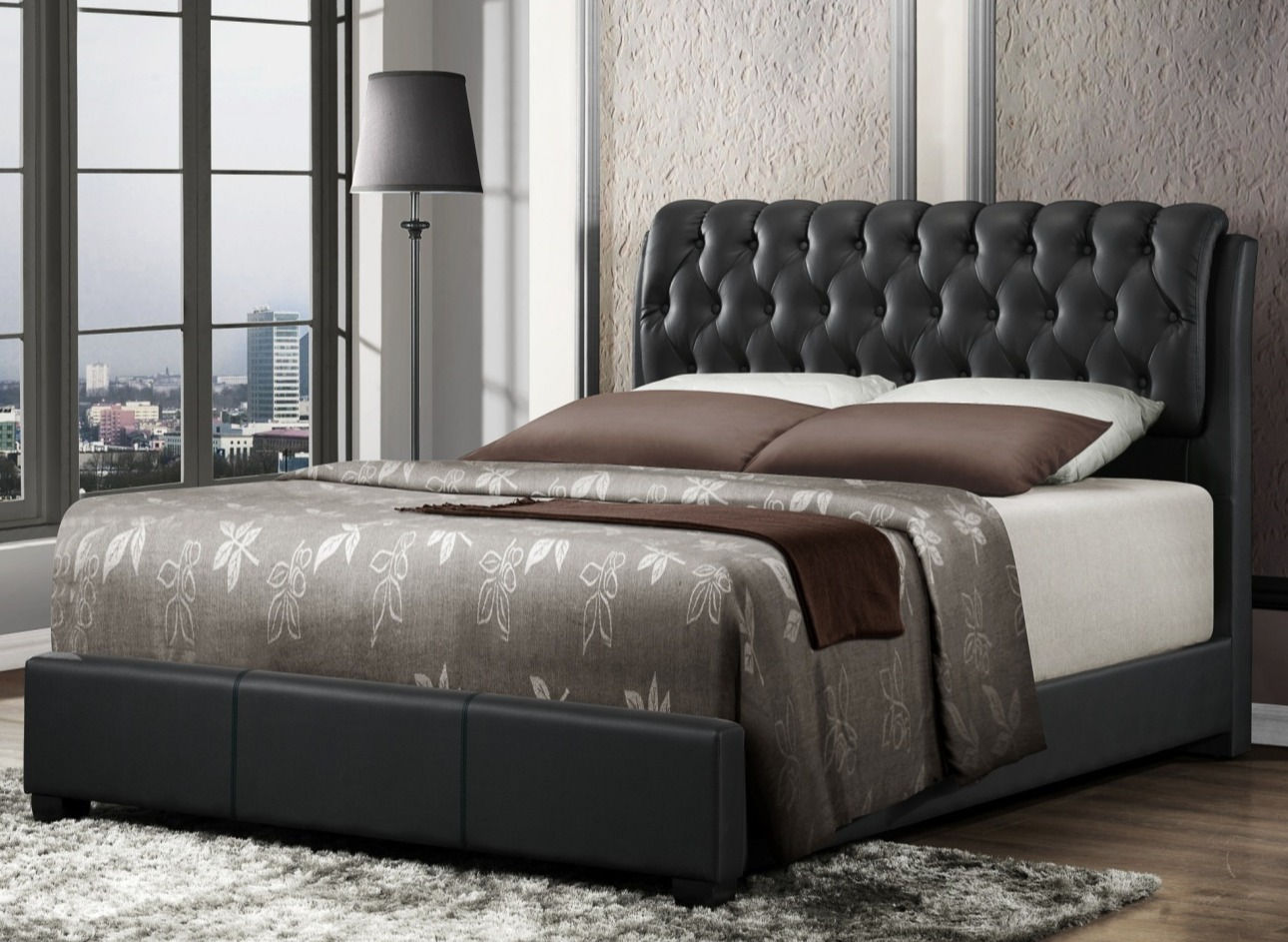 QUEEN BED CB300 BLACK PU