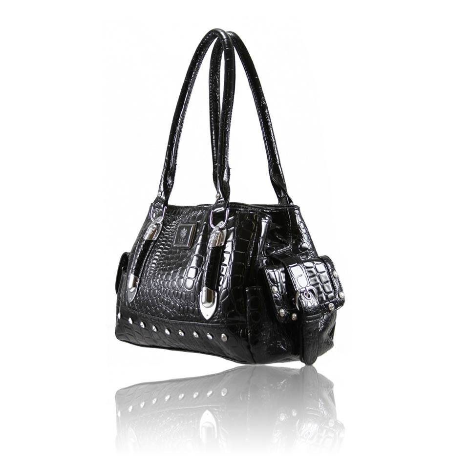Thumbnail: Shiny Patent Mock Crok Crocodile Handbag