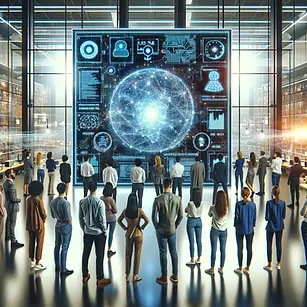 A group of people collaborating on AI issues